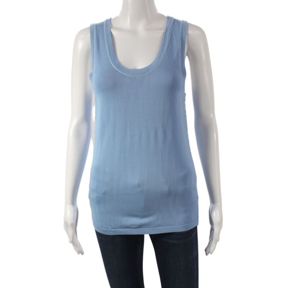 Zara Womens Blue Scoop Neck Basic Tank Sleeveless Casual Size M